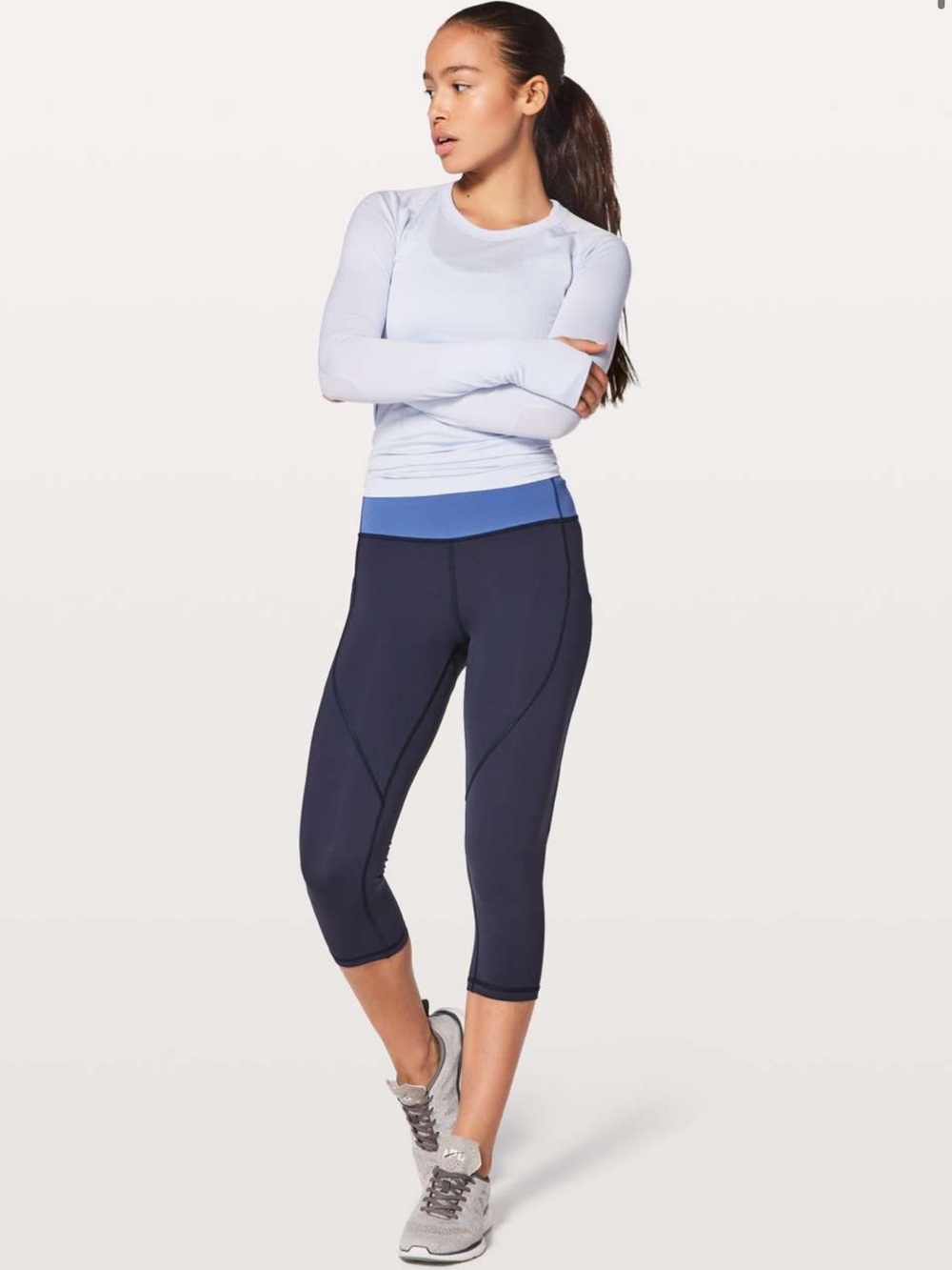 Lululemon Quick Feet Crop 19" Midnight Navy Moroccan Blue Leggings Size 4